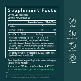Gaia Herbs Echinacea Goldenseal 60 capsules avec étiquette