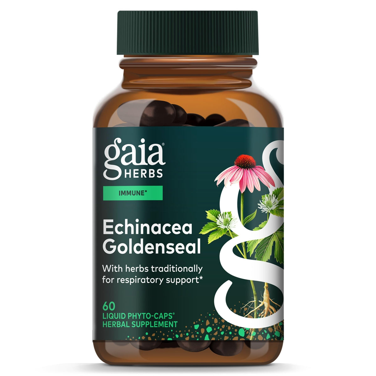 Gaia Herbs Echinacea Goldenseal 60 capsules vue de face