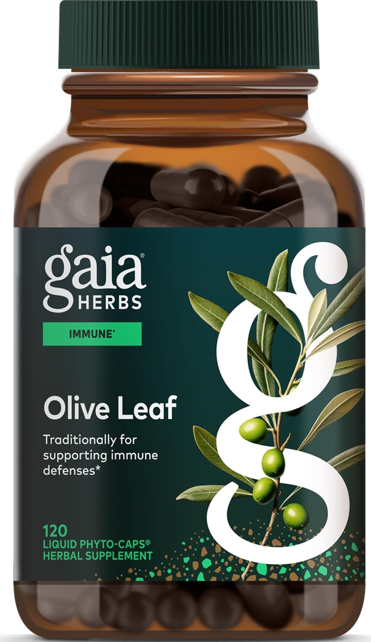 Gaia Herbs Feuille d'Olivier 120 capsules végétaliennes vue de face