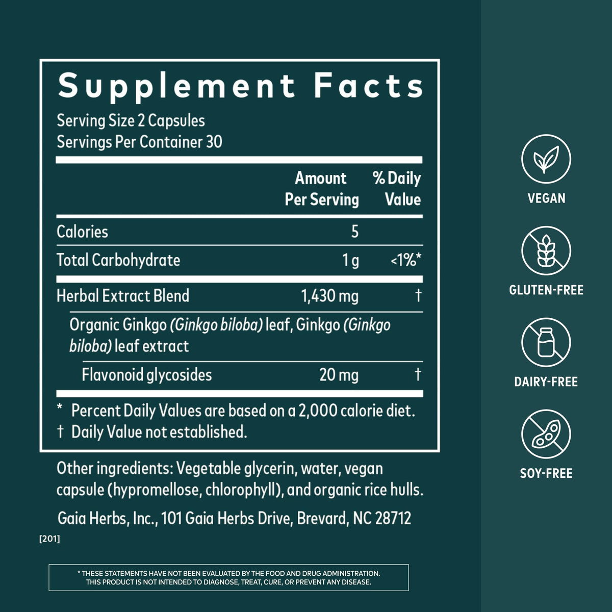 Gaia Herbs Ginkgo Biloba capsules ouvertes sur une table