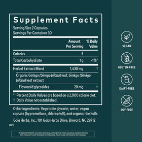 Gaia Herbs Ginkgo Biloba capsules ouvertes sur une table