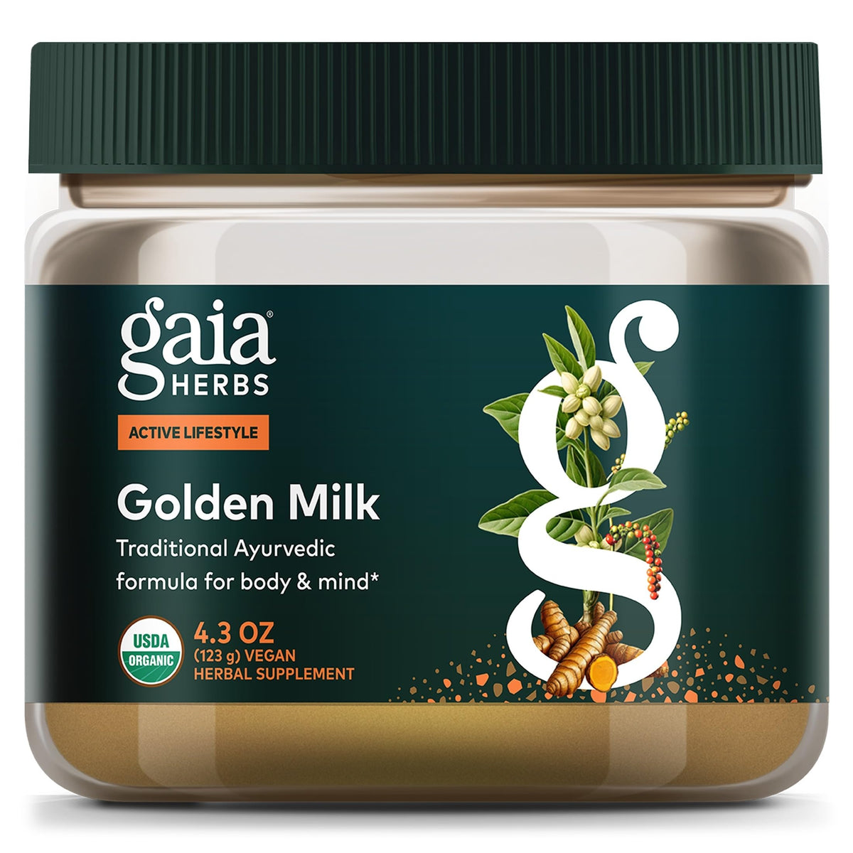 Gaia Herbs Golden Milk 4,3 Oz emballage avant