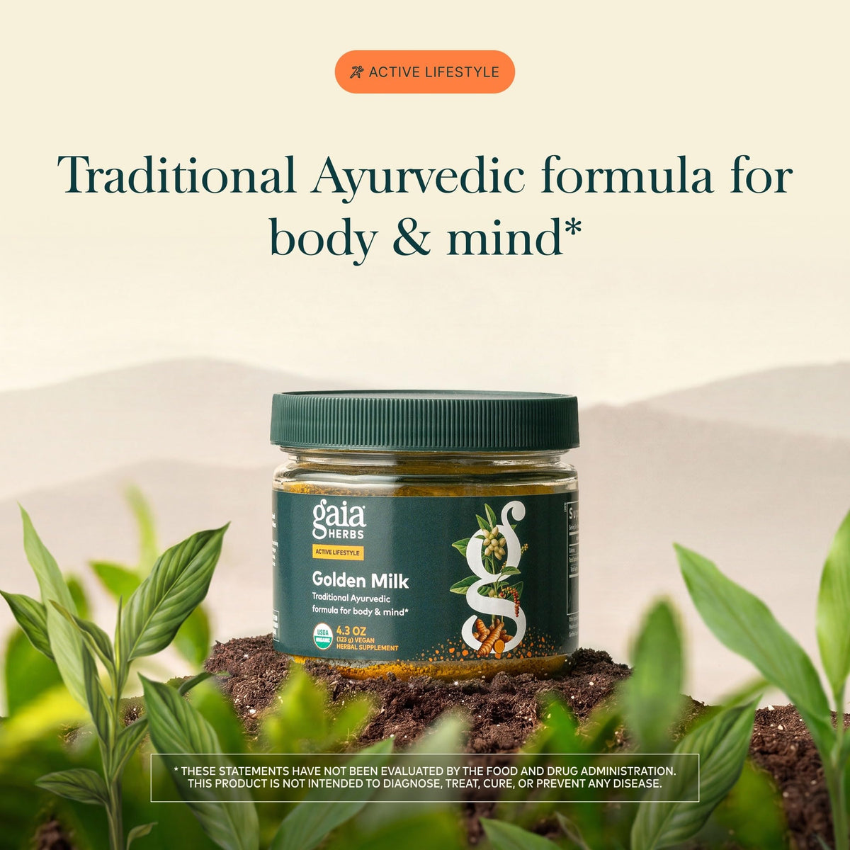 Gaia Herbs Golden Milk 4,3 Oz vue de côté