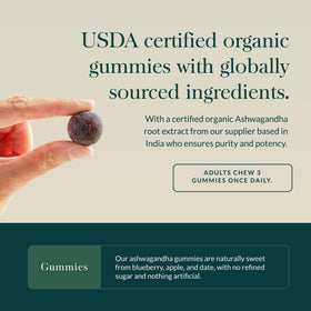 Gaia Herbs Gummies Ashwagandha bio 120 pièces - présentation des ingrédients