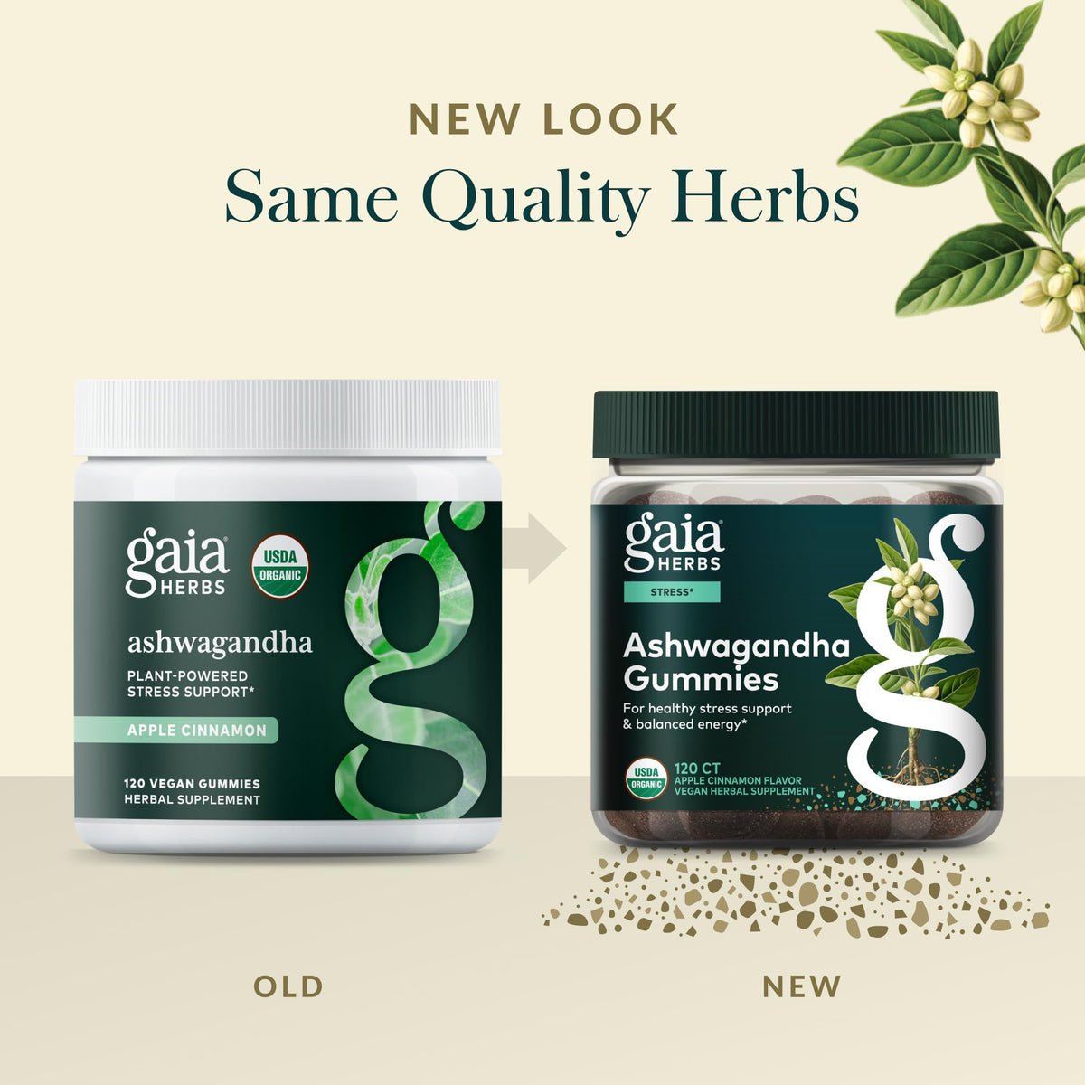 Gaia Herbs Gummies Ashwagandha bio 120 pièces - vue de côté