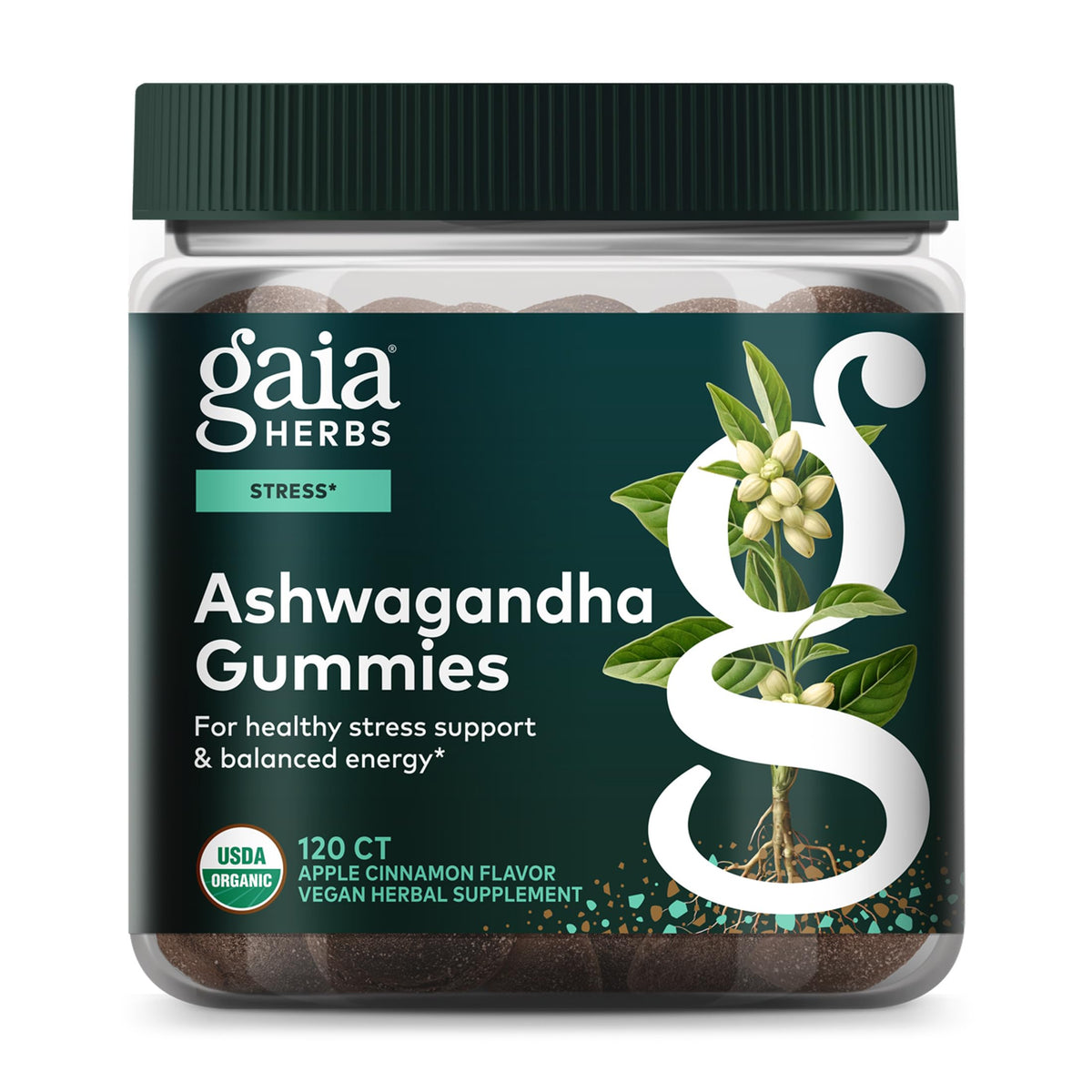 Gaia Herbs Gummies Ashwagandha bio 120 pièces - vue de face