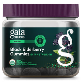 Gaia Herbs Gummies de Sureau Noir Extra Fort, pot avant