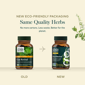 Gaia Herbs Gut Revival, capsules avec des herbes environnantes