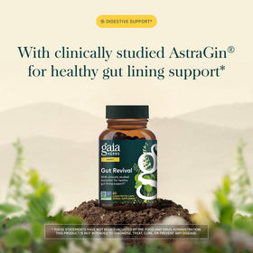 Gaia Herbs Gut Revival, vue de côté de l'emballage