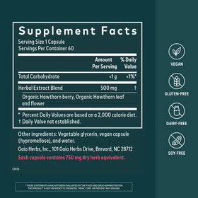 Gaia Herbs Hawthorn 60 capsules vue arrière