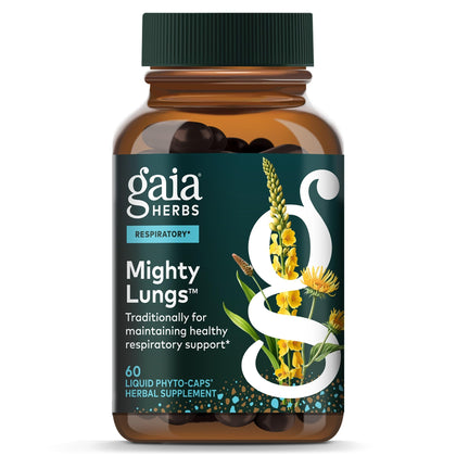 Gaia Herbs Mighty Lungs 60 capsules végétales vue de face