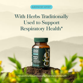 Gaia Herbs Mighty Lungs capsules végétales sur fond blanc