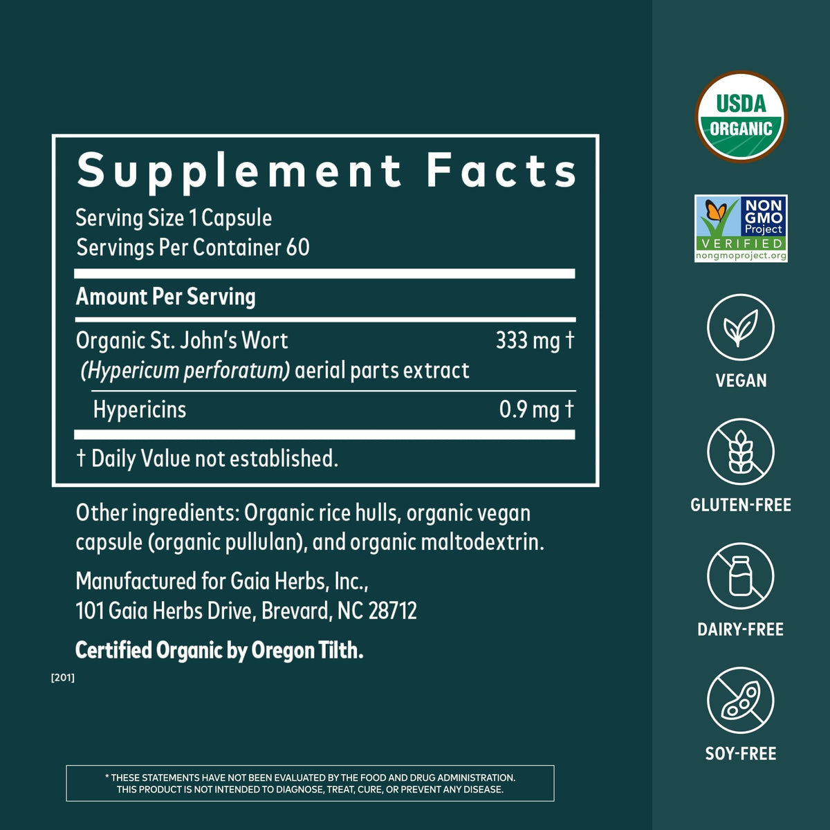 Gaia Herbs Millepertuis 60 capsules végétales emballage