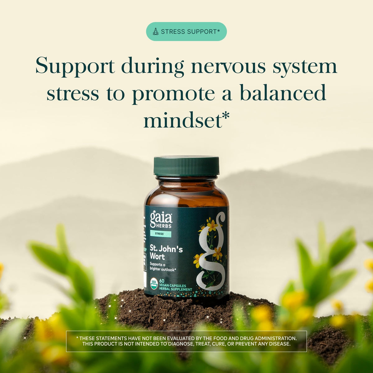 Gaia Herbs Millepertuis 60 capsules végétales vue de côté