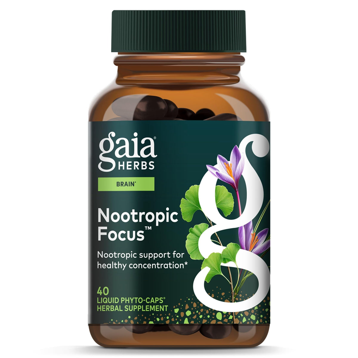 Gaia Herbs Nootropic Focus boîte de 40 gélules végétales