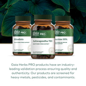Gaia Herbs PRO Ashwagandha 700mg avec des plantes environnantes