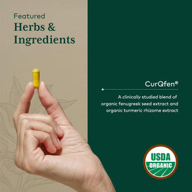 Gaia Herbs PRO Complexe Curcuma Fenugrec 120 capsules vue de dos