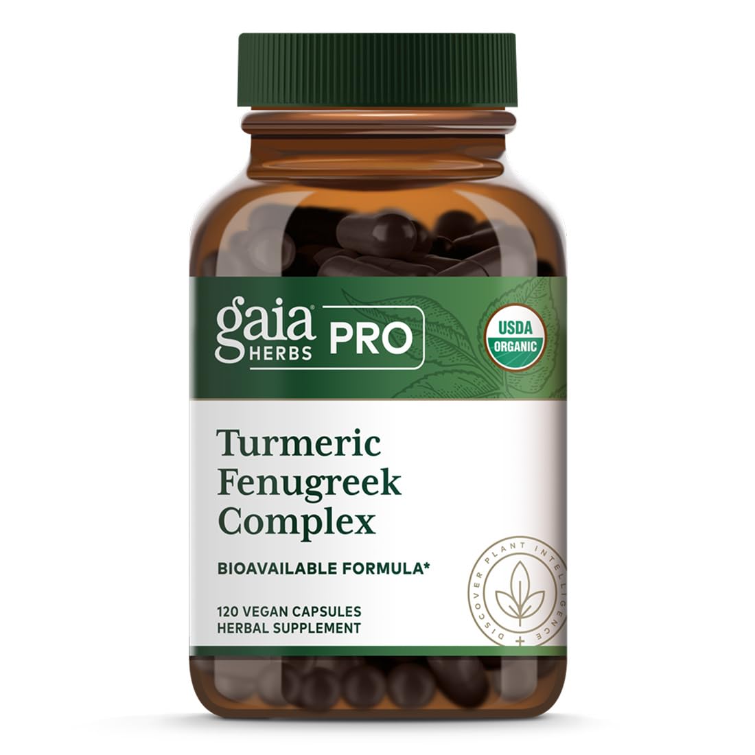 Gaia Herbs PRO Complexe Curcuma Fenugrec 120 capsules vue de face