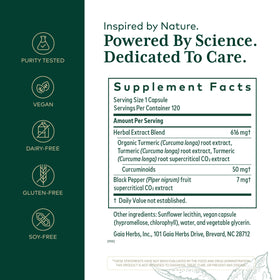GAIA HERBS PRO Curcuma capsules avec étiquette visible
