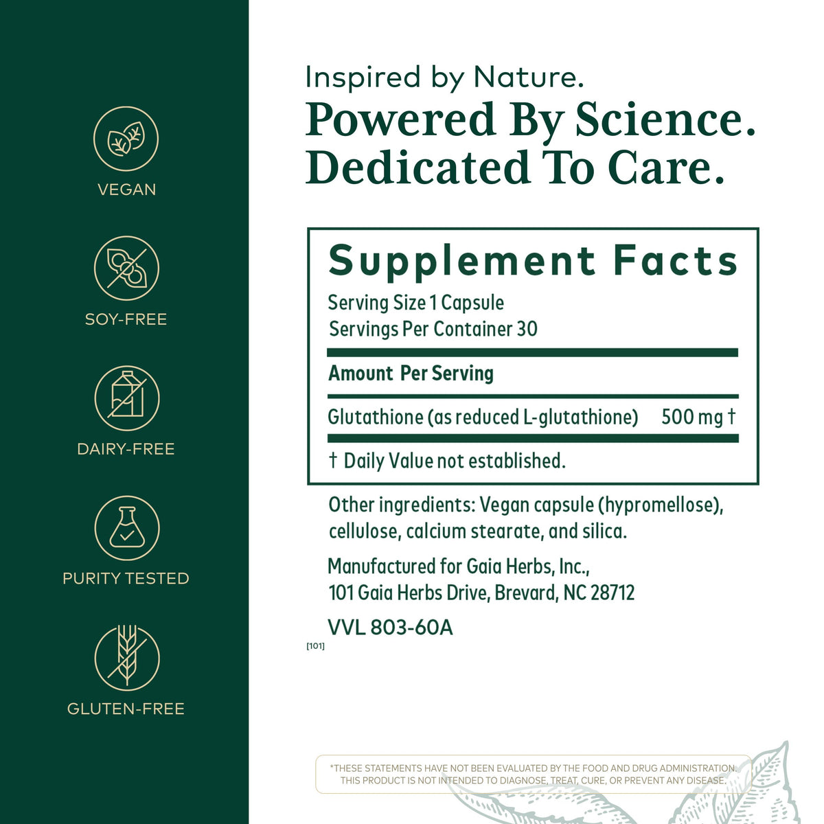 Gaia Herbs PRO Glutathione 500 capsules en vue de près