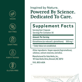 Gaia Herbs PRO Glutathione 500 capsules en vue de près