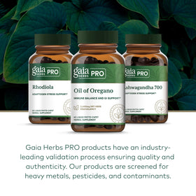 Gaia Herbs PRO Huile d'Origan sur une table en bois