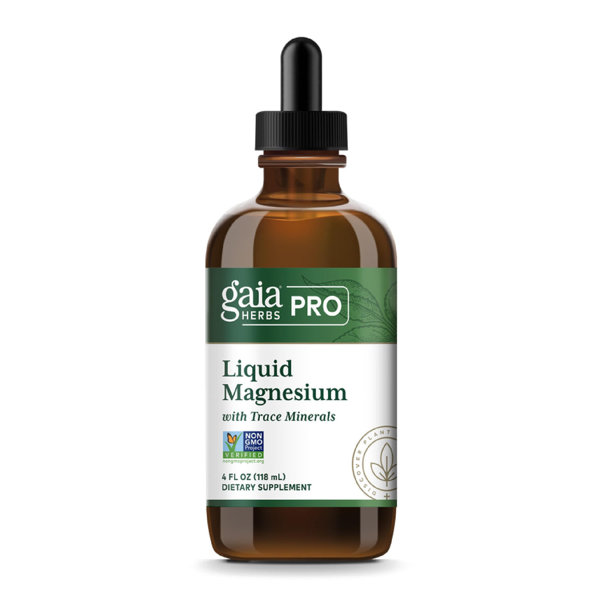 Gaia Herbs PRO Magnésium Liquide 4 fl oz vue avant avec bouchon
