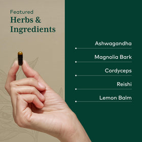 GAIA HERBS PRO Pro Nighttime HPA capsules avec des plantes en arrière-plan