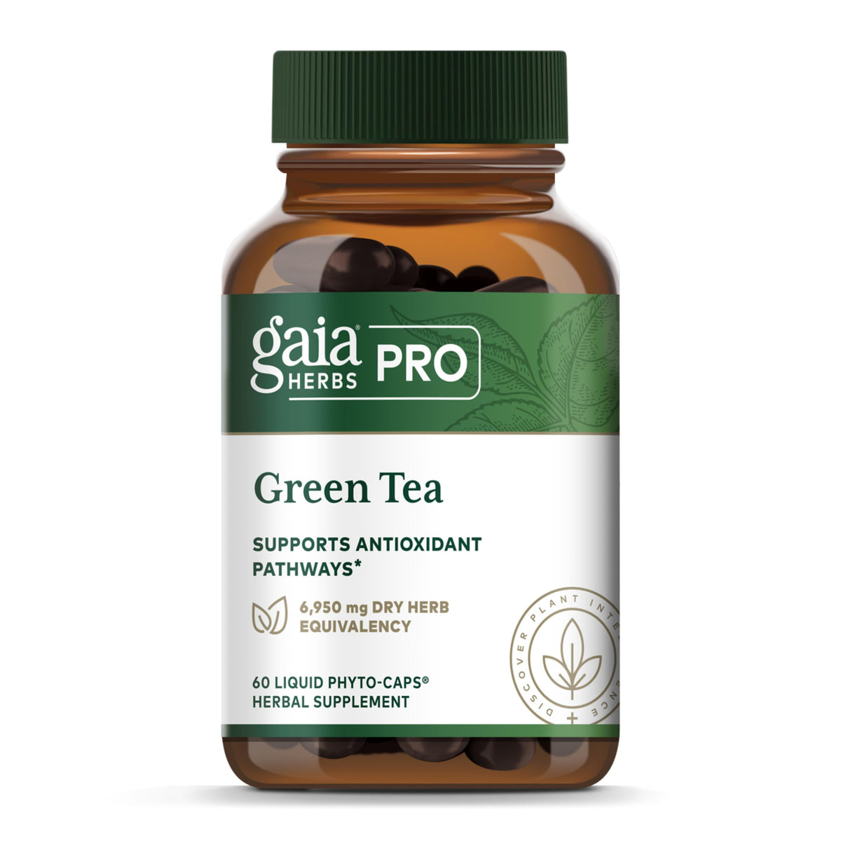 Gaia Herbs PRO Thé Vert 60 phyto-capsules en bouteille