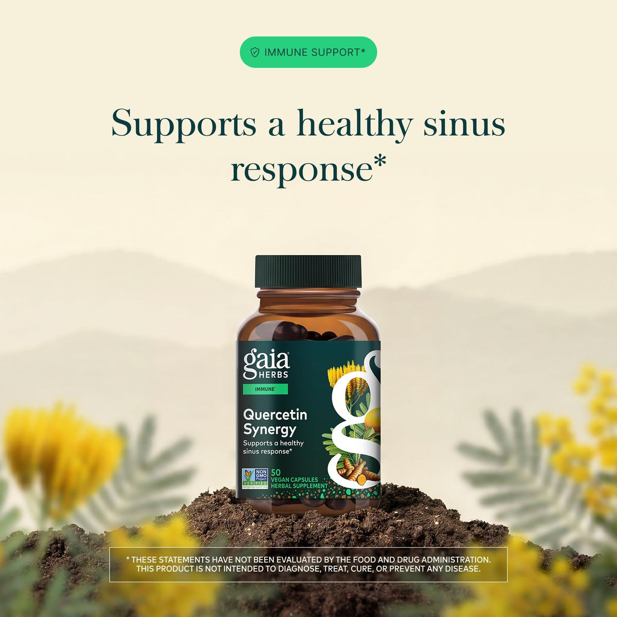 Gaia Herbs Quercetin Synergy capsules sur fond blanc