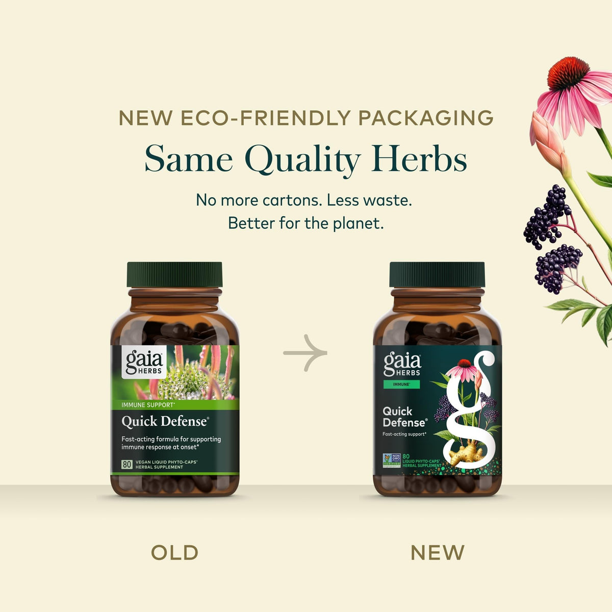 Gaia Herbs Quick Defense 80 gélules végétales avec étiquette