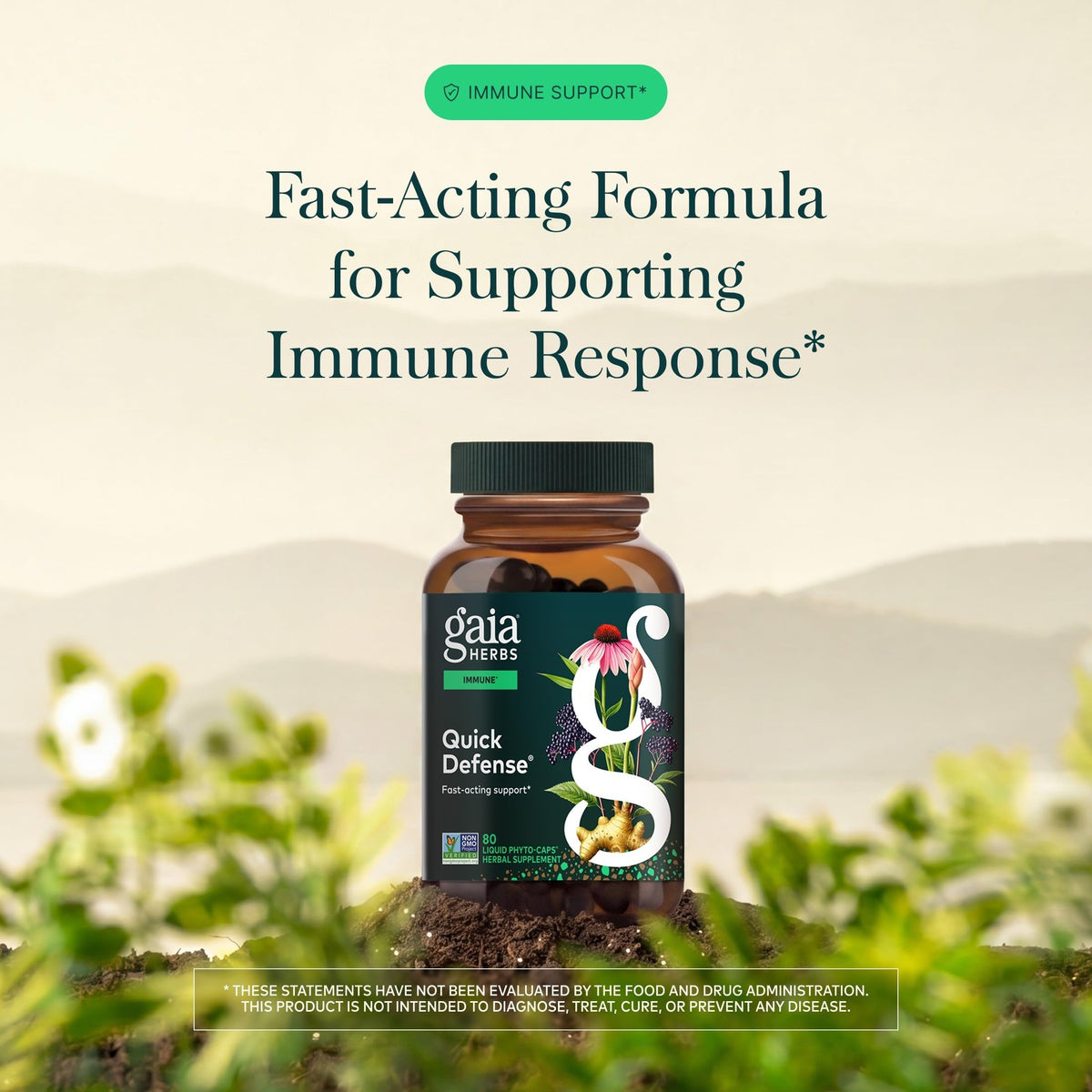 Gaia Herbs Quick Defense 80 gélules végétales avec ingrédients