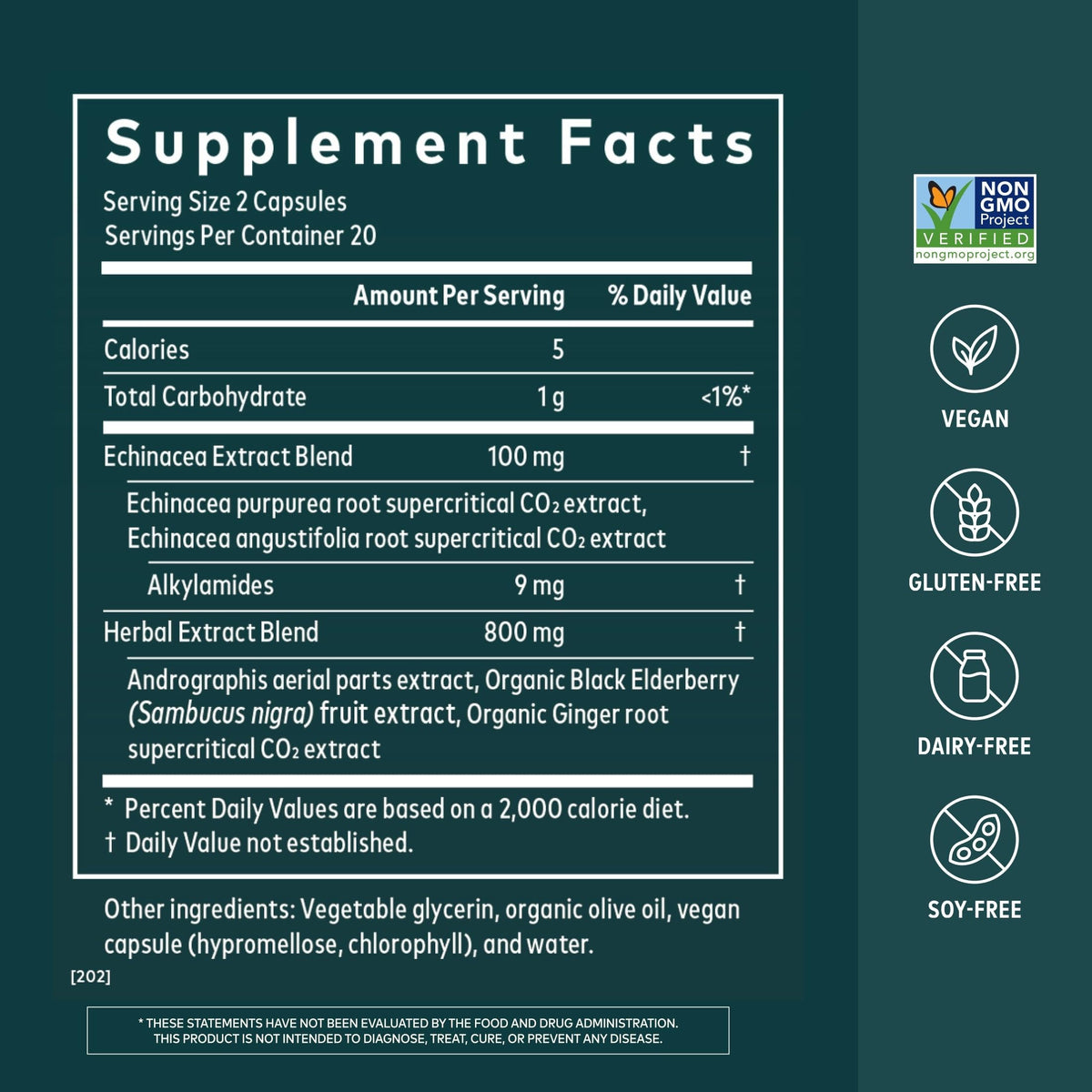 Gaia Herbs Quick Defense emballage avec ingrédients