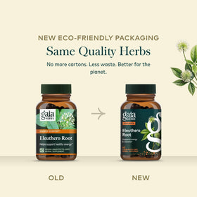 Gaia Herbs Racine d'Éleuthéro, capsules dans un verre