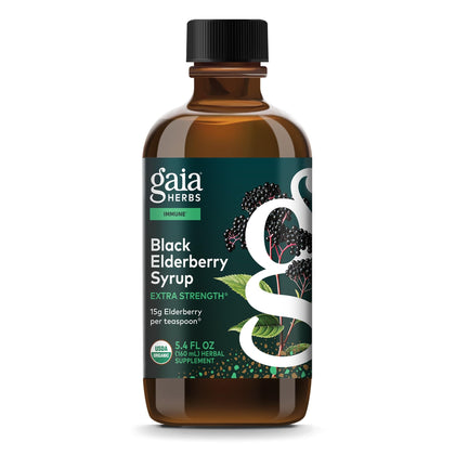 Gaia Herbs Sirop de Sureau Noir 160 ml vue avant avec étiquette