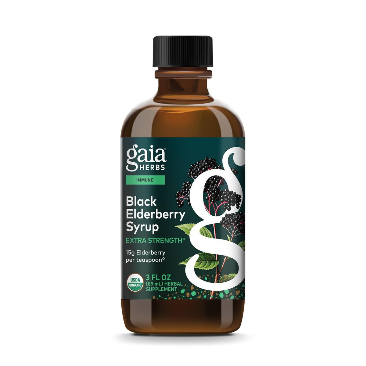 Gaia Herbs Sirop de Sureau Noir 3 Fl Oz vue avant