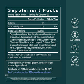 Gaia Herbs Sound Sleep 120 capsules vegan, vue arrière