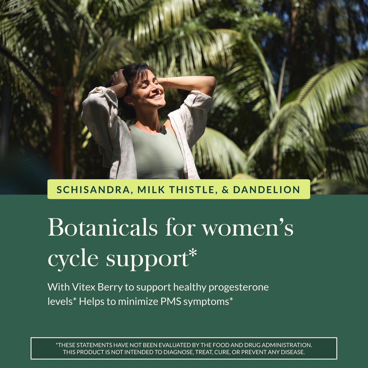 Gaia Herbs Soutien Cycle Féminin 60 capsules, arrière du flacon