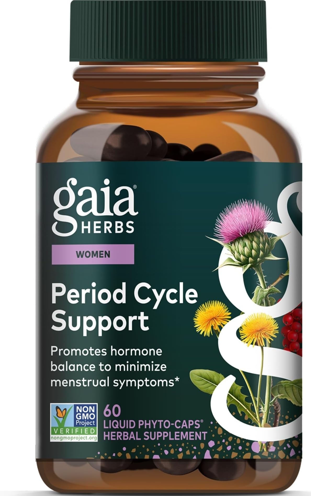 Gaia Herbs Soutien Cycle Féminin 60 capsules végétaliennes, avant du produit