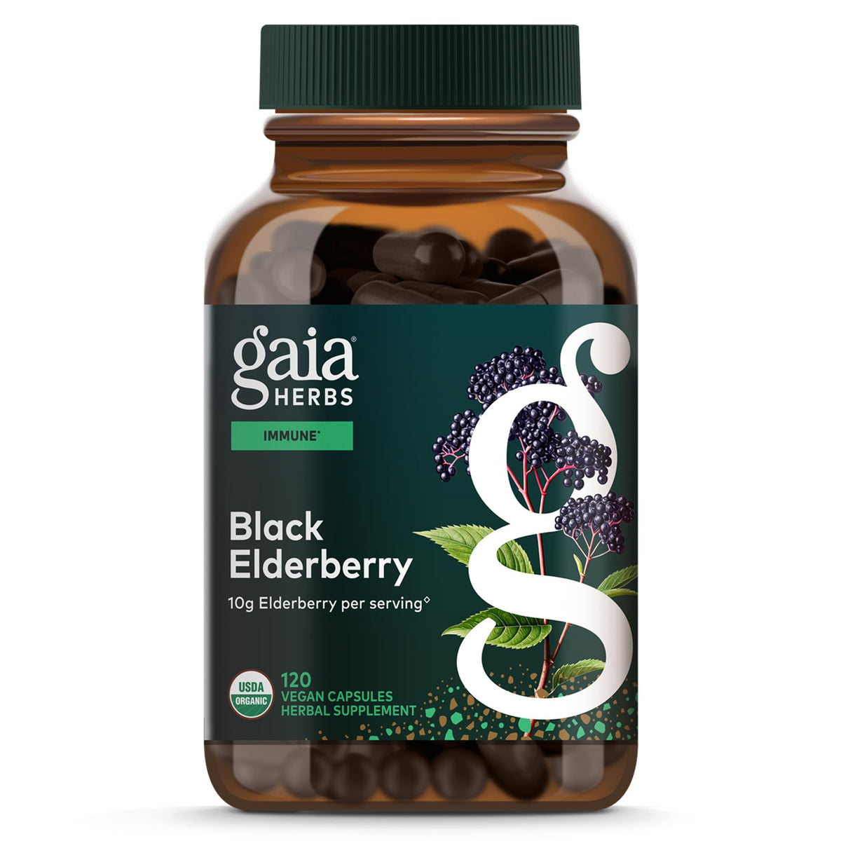 Gaia Herbs Sureau Noir 120 capsules végétales vue de face