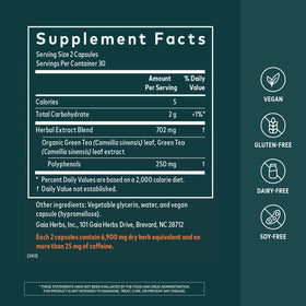 Gaia Herbs Thé Vert 60 Capsules Végétaliennes - vue arrière