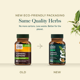 Gaia Herbs Turmeric Sinus Support capsules in a lifestyle setting