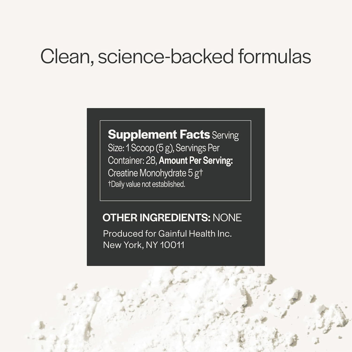 Gainful Poudre de Créatine Monohydrate 5g, mesure à côté du produit