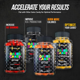 Gains Candy d'ALPHA LION, bouteille avec capsules à côté d'une serviette de sport
