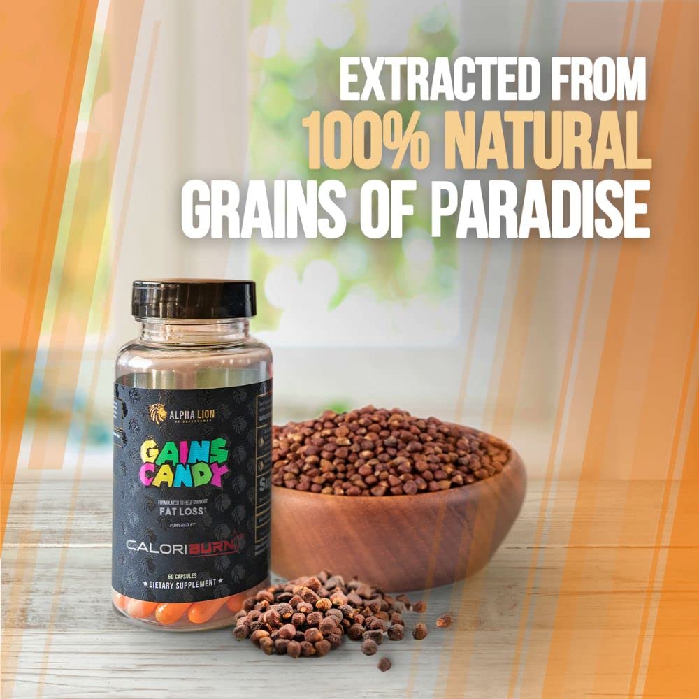 Gains Candy d'ALPHA LION, mise en scène avec des accessoires de fitness