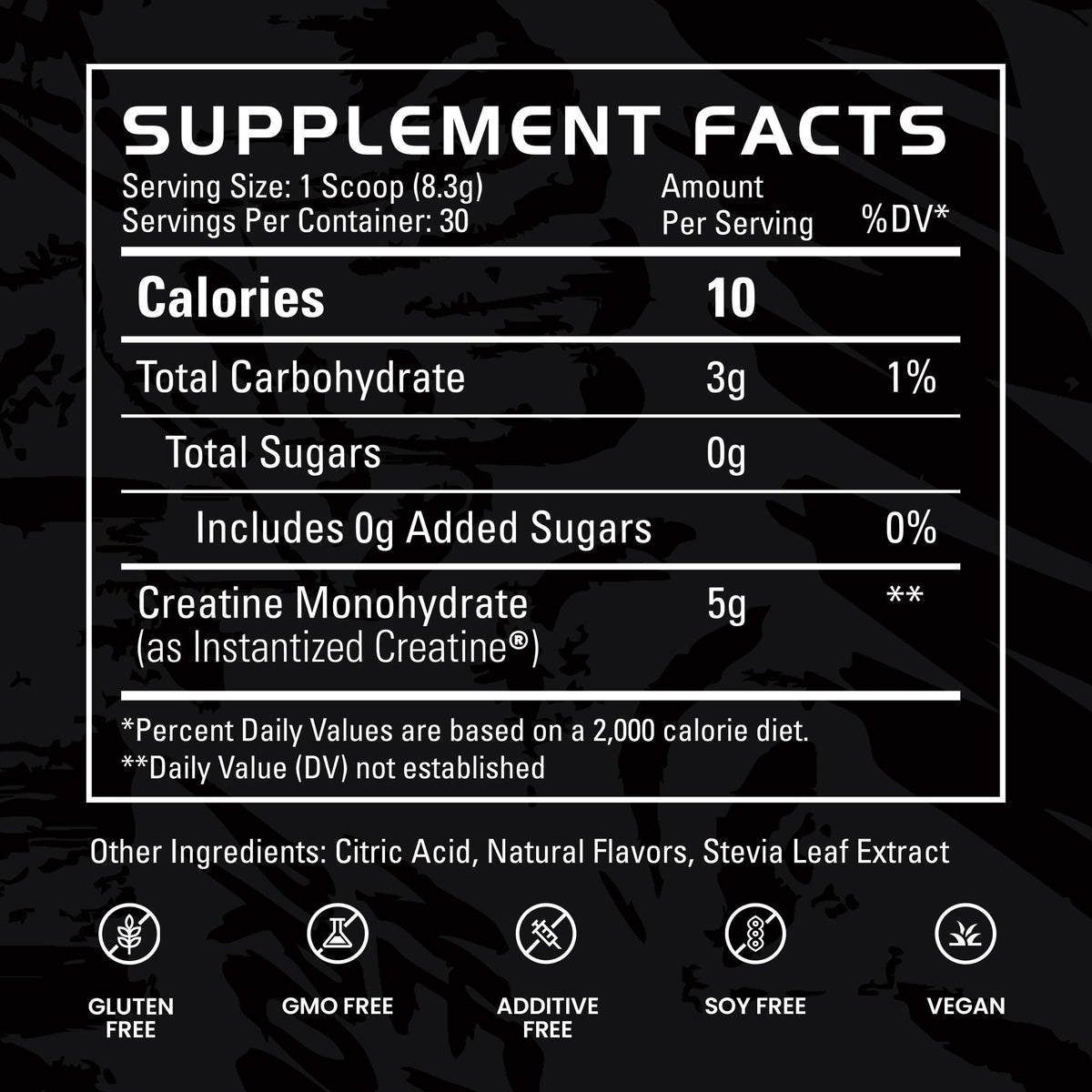 GAINS IN BULK Créatine Monohydrate Instantanée 30 Portions Citron vue latérale