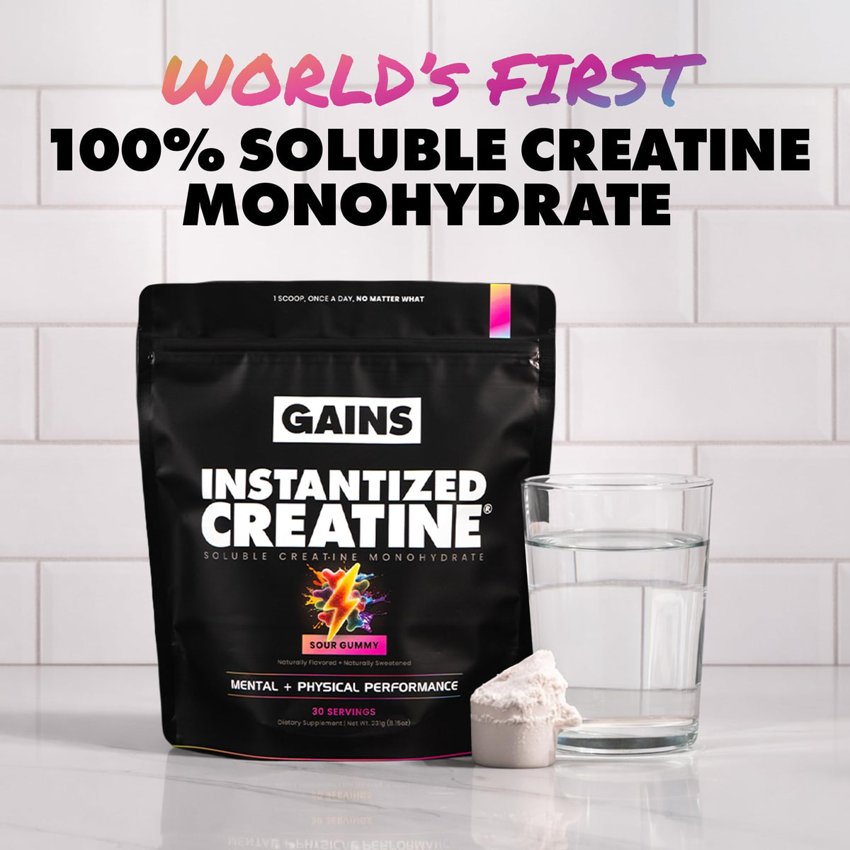 GAINS IN BULK Créatine Monohydrate Instantanée side view