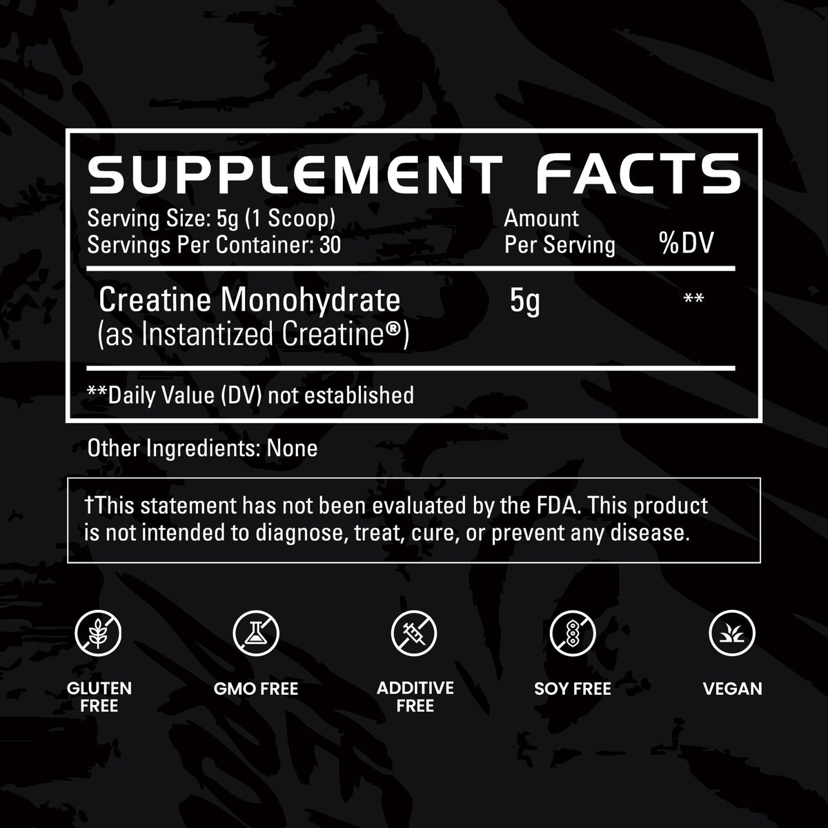 GAINS IN BULK Créatine Monohydrate Instantanée vue de côté