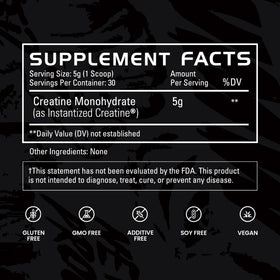 GAINS IN BULK Créatine Monohydrate Instantanée vue de côté