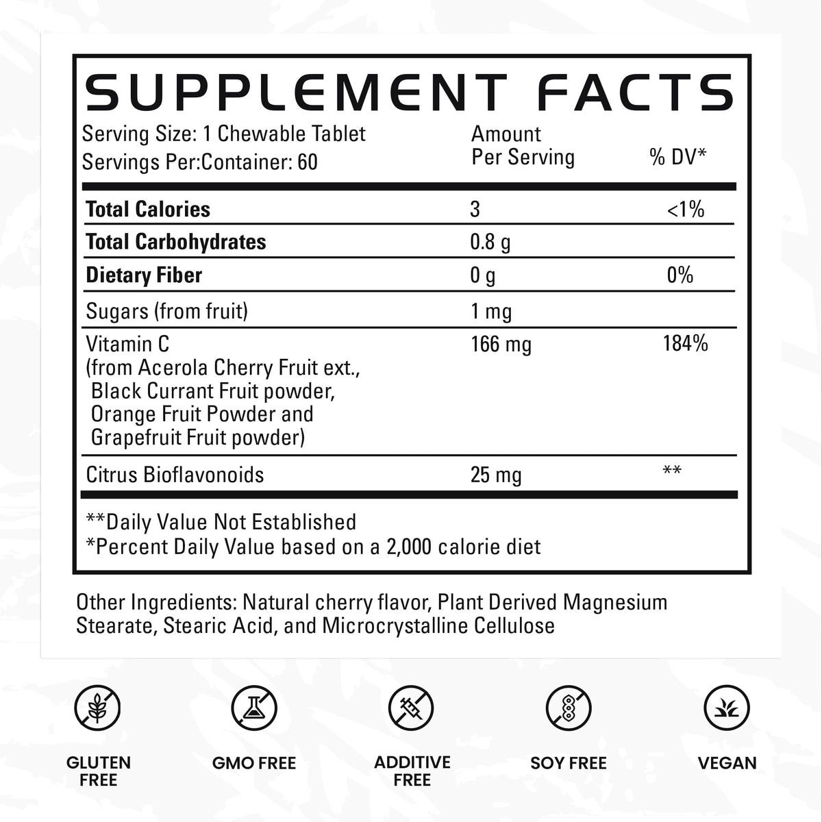 GAINS IN BULK Réel Vitamine C, présentation des ingrédients naturels